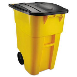 Brute; Refuse Container; RUBBERMAID; Square Brute Big Wheel 50-Gallon Refuse Container; Square Refuse Container; Waste Containers; Dumpster; Kitchen Bin; Litter; Dustbin; Junk; Trash; Garbage