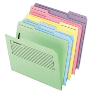 1/3 Cut Tab; Assorted Colors; Assorted Positions; Fastener; Fastener Folder; File Folders; Letter Size; Notes; PENDAFLEX; Preprinted; Printed Notes Folders; Recycled; Recycled Products; Top Tab; Sleeves; Sheaths; Shells; Ordering; Storage; Files