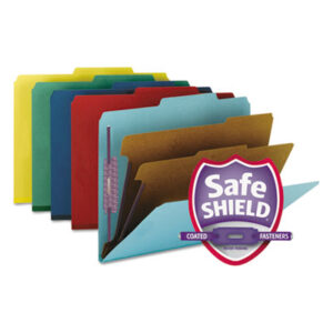 (SMD14025)SMD 14025 – Six-Section Pressboard Top Tab Classification Folders, Six SafeSHIELD Fasteners, 2 Dividers, Letter Size, Assorted, 10/Box by SMEAD MANUFACTURING CO. (10/BX)