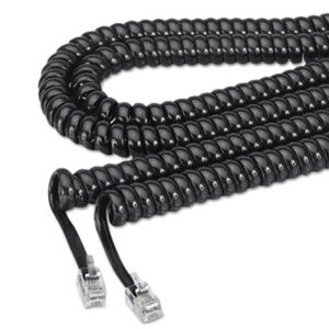 (SOF42261)SOF 42261 – Coiled Phone Cord, Plug/Plug, 25 ft, Black by SOFTALK LLC (1/EA)