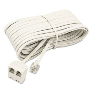 (SOF04130)SOF 04130 – Telephone Extension Cord, Plug/Dual Jack, 25 ft, Ivory by SOFTALK LLC (1/EA)