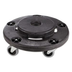 Black Dolly; Brute Containers; Dolly; Receptacle; Refuse; Round Dolly; RUBBERMAID; Trash Cans; Twist On/Off Dolly; Waste Can; Waste Containers; Waste Receptacle; Wheels; Platforms; Rollers; Maintenance; Janitorial; Mailroom; RUB264000BLA