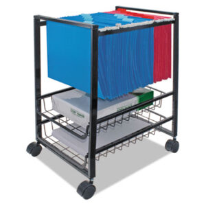 ADVANTUS; Black; File; File Cart; Files; Hanging File Folder; Letter Size; Mobile; Mobile File; Rolling Files; Steel Cart; Wire-Grid Baskets; Worksurfaces; Pedestals; Platforms; Dollies; Trolleys; Furniture