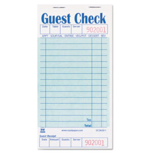 Guest Check Books; Paperwork; Records; Documents; Pre-Printed; Record-Keeping