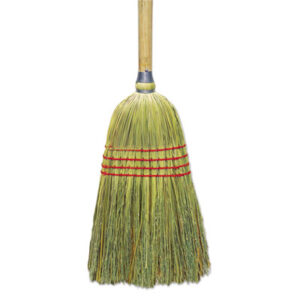 Corn/Fiber; Maid Broom; Wood Handle; 18lb; Cleaning; Sweeping; Broom; Floors