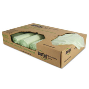 Biotuf; Compostable; Can Liners; Garbage; Trash; Sacks; To-Go; Containers; Totes; Take-Out; Carry