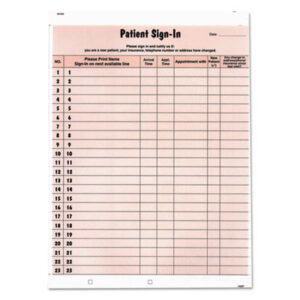 (TAB14530)TAB 14530 – Patient Sign-In Label Forms, Two-Part Carbon, 8.5 x 11.63, Salmon Sheets, 125 Forms Total by TABBIES (125/PK)