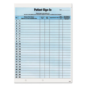 (TAB14531)TAB 14531 – Patient Sign-In Label Forms, Two-Part Carbon, 8.5 x 11.63, Blue Sheets, 125 Forms Total by TABBIES (125/PK)
