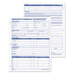 Application Form; Employee; Employee Application; Employment Application; Form; Forms; Human Resources; Job Application; Job Application Form; Personnel; Personnel Forms; Personnel Forms/Folders; Record; Records; TOPS; Paperwork; Documents; Pre-Printed; Record-Keeping