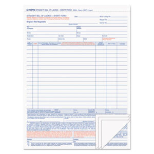 Bills Of Lading; Delivery; Form; Forms; Receiving; Shipping; Shipping & Delivery; Shipping & Receiving; Snap-Off; TOPS; Traffic; Traffic Form; Paperwork; Records; Documents; Pre-Printed; Record-Keeping