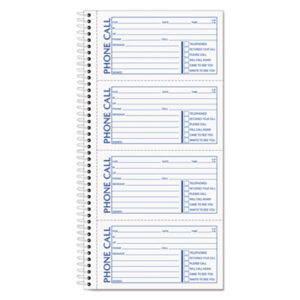 (TOP74620)TOP 74620 – Second Nature Phone Call Book, Two-Part Carbonless, 5 x 2.75, 4 Forms/Sheet, 400 Forms Total by TOPS BUSINESS FORMS (1/EA)