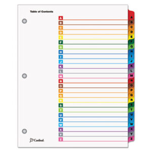 (CRD60218)CRD 60218 – OneStep Printable Table of Contents and Dividers, 26-Tab, A to Z, 11 x 8.5, White, Assorted Tabs, 1 Set by CARDINAL BRANDS INC. (26/ST)