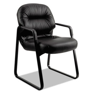 Office Furniture; 2090 Pillow-Soft Series; Arm Chair; Black; Chair; Chairs; Guest; Leather; Metal-Frame; Side Arm; Seats; Seating; Furniture; Workstations; Office; HON