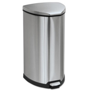 10-Gallon Receptacle; Black/Chrome Receptacle; Dome Top Receptacle; Receptacles; SAFCO; Step-On Receptacle; Trash Can; Waste Container; Waste Receptacle; Dumpster; Kitchen Bin; Litter; Dustbin; Junk; Trash; Garbage