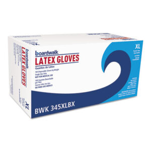 (BWK345XLBX)BWK 345XLBX – General-Purpose Latex Gloves, Natural, X-Large, Powder-Free, 4.4 mil, 100/Box by BOARDWALK (100/BX)