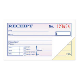 Cash; Form; Forms; Money; Money Receipt Book; Receipt; Receipt Book; Rent/Money Receipt; TOPS; Paperwork; Records; Documents; Pre-Printed; Record-Keeping