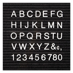 1"; Board; Changeable Letter; Changeable Letter Board; Characters; Helvetica Style; Letters; Letters & Numbers; Message Board; QUARTET; Sign; White; Felt Surface; 4400 Series; Schools; Education; Classrooms; Students; Learning; Aids; Teachers; Daycare; Childcare; Numerals; Alphabets; Signs; Signage; Lettering; Boards; Meeting Rooms