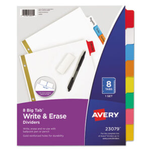 AVERY; Index Dividers; Indexes; Recycled; Recycled Products; Ring Binder Dividers; Ring Binder Indexes; Subject Dividers; Tab Dividers; Write-On Index Dividers; 8 tab; index dividers; eight tab; Recordkeeping; Filing; Systems; Cataloging; Classification