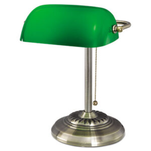 Banker&apos;s Lamp; Brass Base Lamp; Desk Lamp; Green Shade Lamp; Lamp; LEDU; Table Lamp; Lighting; Illumination; Furnishings; Luminescence; Incandescent; Lights