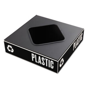 8" Square Recycling Lid; Black Lid; Lid; Recycling Containers; Recycling Receptacle; Recycling Receptacles; Recycling System; Recycling System Lid; SAFCO; Square Lid Opening; Waste Containers; Cap; Cover; Hood; Roof; Top; Garbage; Trash