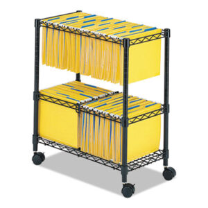 Black; File Cart; Files; Filing Cart; Hanging File; Legal; Letter; Metal; Mobile; Mobile File Cart; Rack; Rolling File; Rolling Files; SAFCO; Steel; Two-Tier; Wire; Filing; Systems; Receptacles; Organization; Furniture