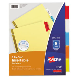 5-Tab Style; Big Tab; Binder Index; Buff Dividers/Multicolor Tabs; Filing Accessories; Filing Supplies; Indexes; Inkjet Printers; Inkjet/Laser; Insertable Big Tab Dividers; Laser Printer; Multicolor; Ring Binder Divider; Subject Divider; Tab Divider; Tabs; Worksaver; Recordkeeping; Filing; Systems; Cataloging; Classification