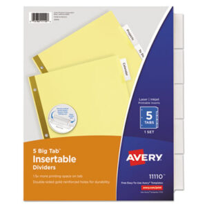 5-Tab Style; Big Tab; Binder Index; Buff Dividers/Clear Tabs; Filing Accessories; Filing Supplies; Indexes; Inkjet Printers; Inkjet/Laser; Insertable Big Tab Dividers; Laser Printer; Multicolor; Ring Binder Divider; Subject Divider; Tab Divider; Tabs; Worksaver; Recordkeeping; Filing; Systems; Cataloging; Classification