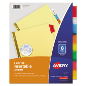 8-Tab Style; Big Tab; Binder Index; Buff Dividers/Multicolor Tabs; Filing Accessories; Filing Supplies; Indexes; Inkjet Printers; Inkjet/Laser; Insertable Big Tab Dividers; Laser Printer; Multicolor; Ring Binder Divider; Subject Divider; Tab Divider; Tabs; Worksaver; Recordkeeping; Filing; Systems; Cataloging; Classification