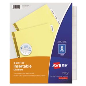 8-Tab Style; Big Tab; Binder Index; Buff Dividers/Clear Tabs; Filing Accessories; Filing Supplies; Indexes; Inkjet Printers; Inkjet/Laser; Insertable Big Tab Dividers; Laser Printer; Multicolor; Ring Binder Divider; Subject Divider; Tab Divider; Tabs; Worksaver; Index Dividers; Recordkeeping; Filing; Systems; Cataloging; Classification