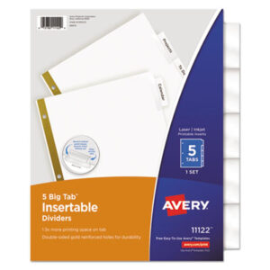 Big Tab Dividers; Binder Index; Indexes; Ring Binder Divider; Subject Divider; Tab Divider; Worksaver; 5-Tab; Index Dividers; Recordkeeping; Filing; Systems; Cataloging; Classification