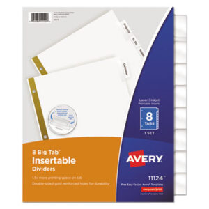 Big Tab Dividers; Binder Index; Indexes; Ring Binder Divider; Subject Divider; Tab Divider; Worksaver; Index Dividers; 8-Tab; Recordkeeping; Filing; Systems; Cataloging; Classification