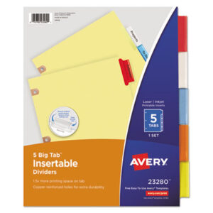 5-Tab Style; Big Tab; Binder Index; Buff Dividers/Multicolor Tabs; Filing Accessories; Filing Supplies; Indexes; Inkjet Printers; Inkjet/Laser; Insertable Big Tab Dividers; Laser Printer; Multicolor; Ring Binder Divider; Subject Divider; Tab Divider; Tabs; Worksaver; index dividers; 5 tab; five tab; Recordkeeping; Filing; Systems; Cataloging; Classification