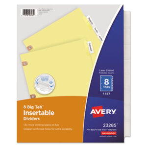 8-Tab Style; Big Tab; Binder Index; Buff Dividers/Clear Tabs; Clear; Filing Accessories; Filing Supplies; Index Dividers; Indexes; Inkjet Printers; Inkjet/Laser; Insertable Big Tab Dividers; Laser Printer; Ring Binder Divider; Subject Divider; Tab Divider; Tabs; Worksaver; 8 tab; index dividers; eight tab; Recordkeeping; Filing; Systems; Cataloging; Classification