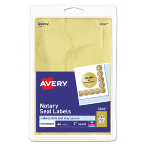 Attorney&apos;s Supplies; Certificate; Gold; Gummed; Labels; Notarial Seals; Seal; Seals; Specialty; Identifications; Classifications; Stickers; Shipping; Receiving; Mailrooms; AVERY