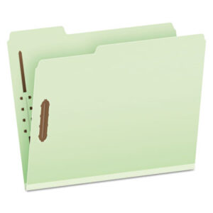 1" Expansion; 1/3 Cut Tab; Classification Folder; Embossed Fastener; Fastener Folders; File Folder; Green; Heavy-Duty; Letter Size; PENDAFLEX; Pressboard; Prong Fastener; Recycled; Recycled Products; Top Tab; Files; Pockets; Sheaths; Organization; Classify