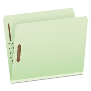 2" Expansion; Classification Folder; Embossed Fastener; Fastener Folders; File Folder; Green; Heavy-Duty; Letter Size; PENDAFLEX; Pressboard; Prong Fastener; Recycled; Recycled Products; Straight Cut Tab; Top Tab; Files; Pockets; Sheaths; Organization; Classify