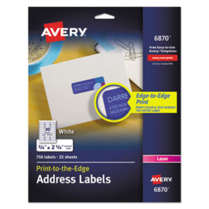 3/4 x 2-1/4; Address; Address Labels; Copier; Label; Labels; Labels for Color Printing; Laser; Laser Printer; Laser Printer Labels; White; Xerographic; Identifications; Classifications; Stickers; Shipping; Receiving; Mailrooms; AVERY