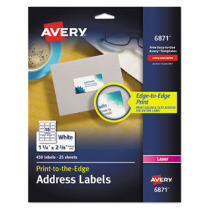 1-1/4 x 2-3/8; Address; Address Labels; Copier; Label; Labels; Labels for Color Printing; Laser; Laser Printer; Laser Printer Labels; White; Xerographic; Identifications; Classifications; Stickers; Shipping; Receiving; Mailrooms; AVERY