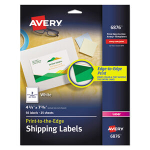 4-3/4 x 7-3/4; Address; Address Labels; Copier; Label; Labels; Labels for Color Printing; Laser; Laser Printer; Laser Printer Labels; White; Xerographic; Identifications; Classifications; Stickers; Shipping; Receiving; Mailrooms; AVERY