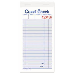 Guest Check Book;2 Part;Numbered;Check Book;Ticket;Restaurant;Order