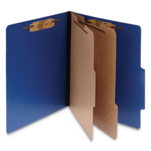 15-Point; 6-Section; ACCO; Classification; Classification Folders; ColorLife; Dark Blue; Fastener Folders; File Folders; Folder; Letter Size; Presstex; Recycled Product; Recycled Products; Sectional; Files; Pockets; Sheaths; Organization; Classify