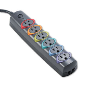 6-Outlet; Basic Strip; Color-Coded; Electric/Electrical; KENSINGTON; Noise Filter; Power Line; Power Protection; Power Surge; SmartSockets; Surge & Noise Suppressor; Surge Protector; Surge Suppressor; Suppressors; Power; Voltage; Spikes; Current; AC; Electricity; Overloads; Circuits; Electronics; Technology