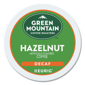 K-Cup; K-Cups; Kcup; Kcups; Keurig Brewing System; Keurig; Beverage; Beverages; Coffee; Decaffeinated; Decaf; Decaf Hazelnut; Single Cup; Hazelnut Decaf; GREEN MOUNTAIN; Green Mountain Coffee Roasters Hazelnut Decaf Coffee Drinks; Breakrooms; Vending; Hospitality; Lounges