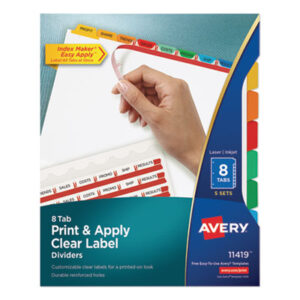 AVERY; Binder Index; Divider; Index Maker Dividers; Indexes; Printer/Copier Indexes; Ring Binder Indexes; Subject Divider; Tab; Tab Divider; Tabs; 8 tab; index dividers; Recordkeeping; Filing; Systems; Cataloging; Classification