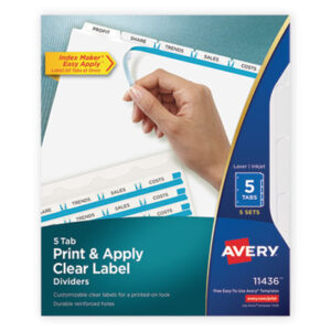 5-Tab Style; AVERY; Binder Index; Divider; Index Maker; Index Tabbed; Indexes; Laser Printer; Printer/Copier; Ring Binder Indexes; Subject Divider; Tab; Tab Divider; Tabs; White Dividers; White Tab; Index Dividers; index dividers; 5 tab; five tab; Recordkeeping; Filing; Systems; Cataloging; Classification