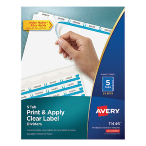 3-Hole Punched; 5-Tab Style; AVERY; Binder Index; Divider; Index Maker; Index Tabbed; Indexes; Laser Printer; Printer/Copier; Ring Binder Indexes; Subject Divider; Tab; Tab Divider; Tabs; White Dividers; White Tab; index dividers; 5 tab; five tab; Recordkeeping; Filing; Systems; Cataloging; Classification