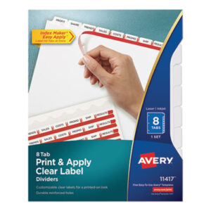 3-Hole Punched; 3-Hole Punched Dividers; 8 Tab Style; AVERY; Binder Index; Divider; Index Maker; Index Tabbed; Indexes; Ink Jet; Laser Printer; Printer/Copier; Ring Binder Indexes; Subject Divider; Tab; Tab Divider; Tabs; White; White Tabs; Index Dividers; Recordkeeping; Filing; Systems; Cataloging; Classification