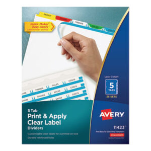 AVERY; Binder Index; Divider; Index Maker Dividers; Indexes; Printer/Copier Indexes; Ring Binder Indexes; Subject Divider; Tab; Tab Divider; Tabs; index dividers; 5 tab; five tab; Recordkeeping; Filing; Systems; Cataloging; Classification