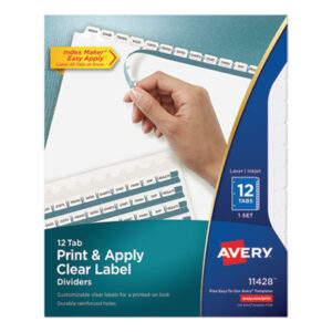 12 Tab Style; 3-Hole Punched; 3-Hole Punched Dividers; AVERY; Binder Index; Divider; Index Maker; Index Tabbed; Indexes; Ink Jet; Laser Printer; Printer/Copier; Ring Binder Indexes; Subject Divider; Tab; Tab Divider; Tabs; White; White Tabs; Index Dividers; 12 tab; index dividers; preprinted tabs; Recordkeeping; Filing; Systems; Cataloging; Classification