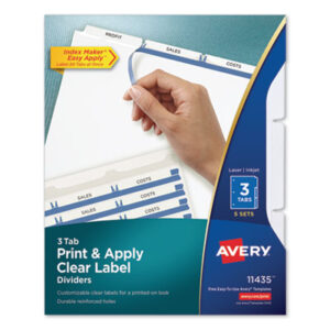 3-Hole Punched; 3 Tab Style; AVERY; Binder Index; Divider; Index Maker; Index Tabbed; Indexes; Ink Jet; Laser Printer; Printer/Copier; Ring Binder Indexes; Subject Divider; Tab; Tab Divider; Tabs; White Dividers; White Tab; Index Dividers; index dividers; 3 tab; three tab; Recordkeeping; Filing; Systems; Cataloging; Classification